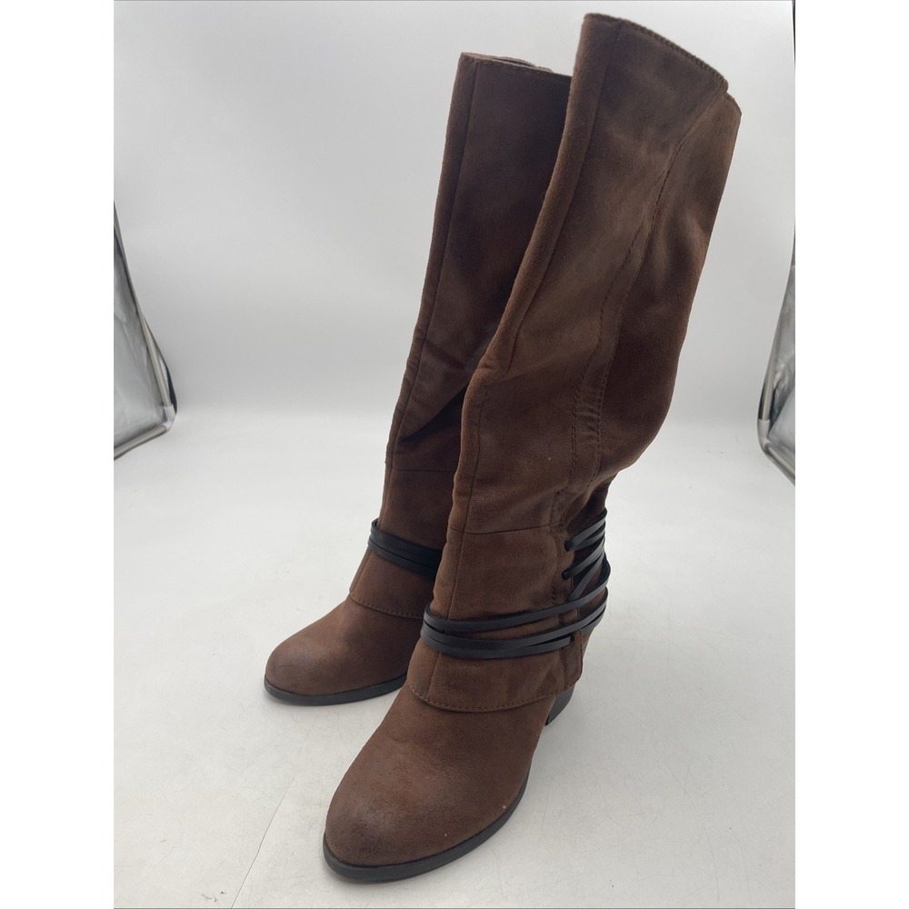 Fergalicious by Fergie Womens Brown Knee High Side Zip Faux Suede Boots Size 8.5